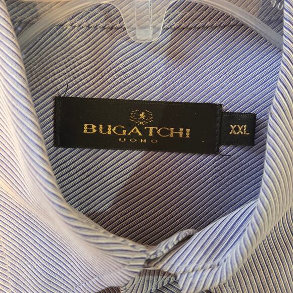 Bugatchi Dress Shirt Button-down Heavy Weight Subtle Stripe, sz XXL Blue - Picture 3 of 8